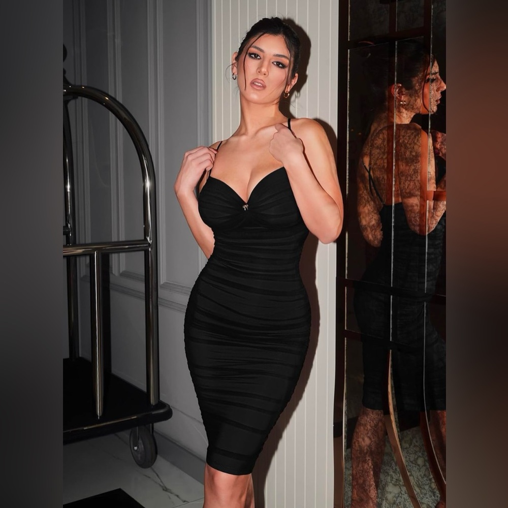Sexy Little Black Dress Mesh Spaghetti Strap